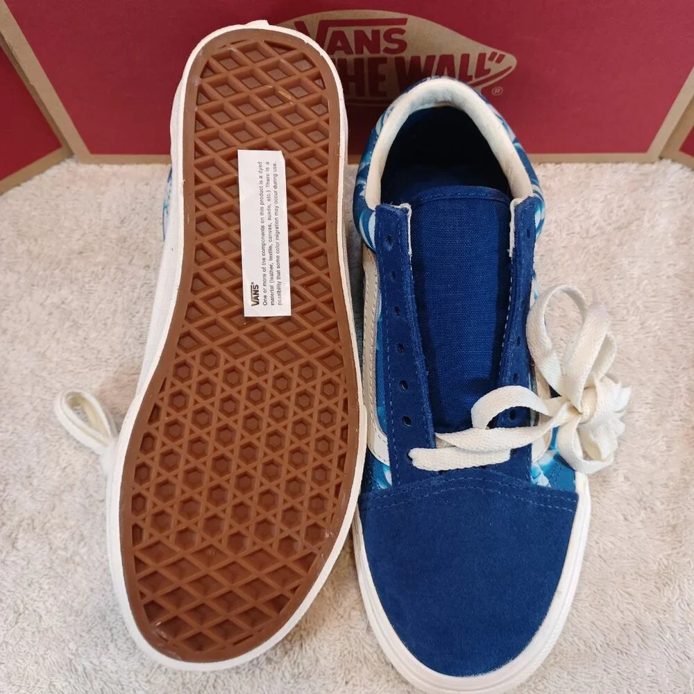 Vans Men's 4.5/Women's 6 Old Skool Solar Floral Blue and White VNOA4U3BWV8
